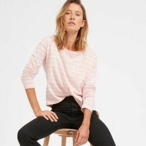 Everlane Long Sleeve Box Cut Crop Pocket Tee Pink